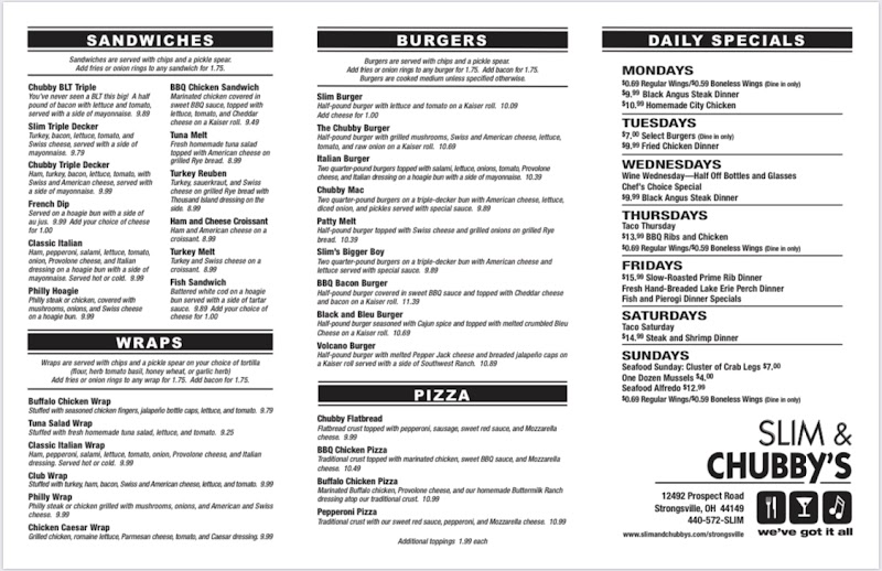 Slim & Chubby's Strongsville Cleveland atmosphere