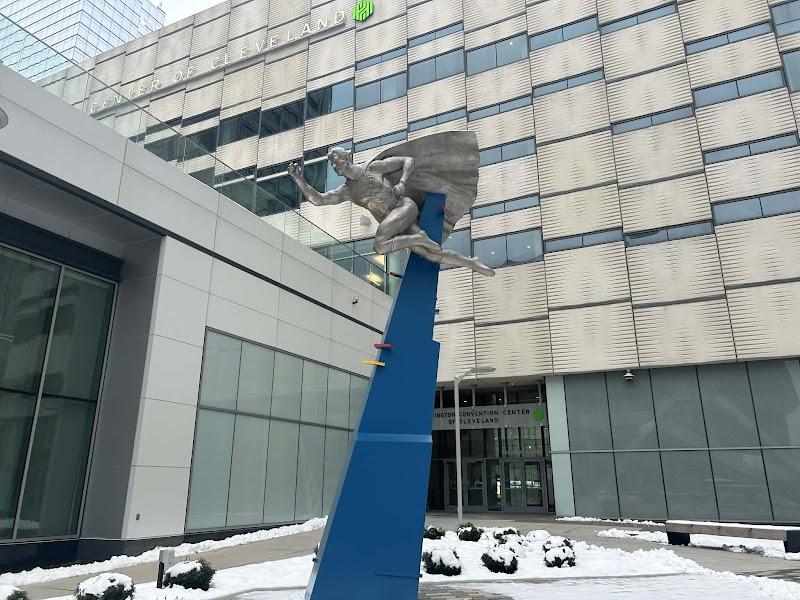 Superman statue Cleveland atmosphere